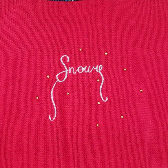 Vintage Designers Originals Studio Sweater Vest Women red 3X Snowman Christmas - Picture 4 of 9